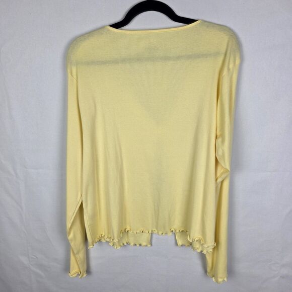 Secret Treasures Butter Yellow Lettuce Hem Lace Trim One Button Cardigan Y2K 2X - Picture 2 of 6